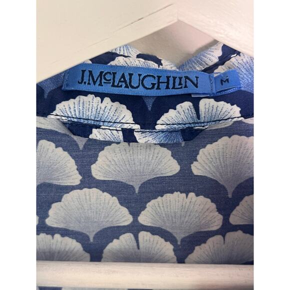 J. McLaughlin Janelle Silk Blend Short Sleeve Midi Shirt Dress Blue Women Medium - Picture 6 of 12